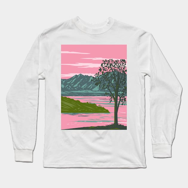 Lake Havasu in California and Arizona USA WPA Art Poster Long Sleeve T-Shirt by retrovectors